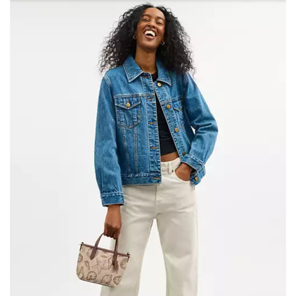 Coach City Mini Tote Bag In Signature Canvas With Shell Print CBM65 Gold/Sand - Picture 6 of 11